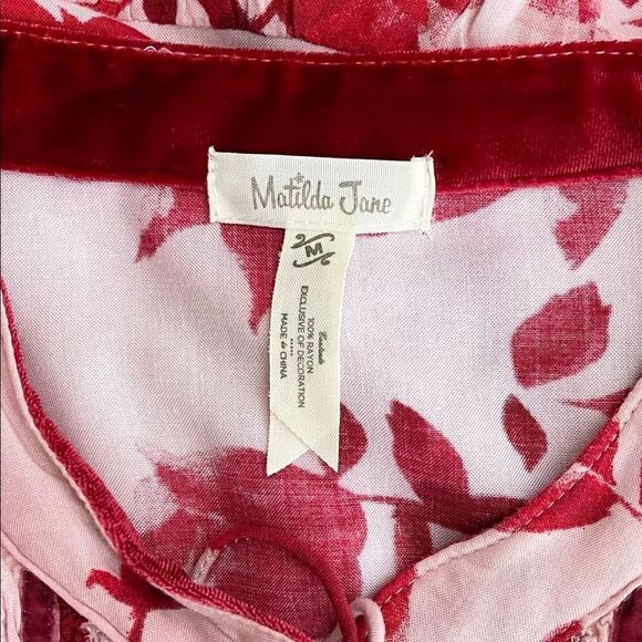 Matilda Jane | Miri Pintuck Ruffle Peplum Top Long Sleeve Velvet Trim - Picture 8 of 9